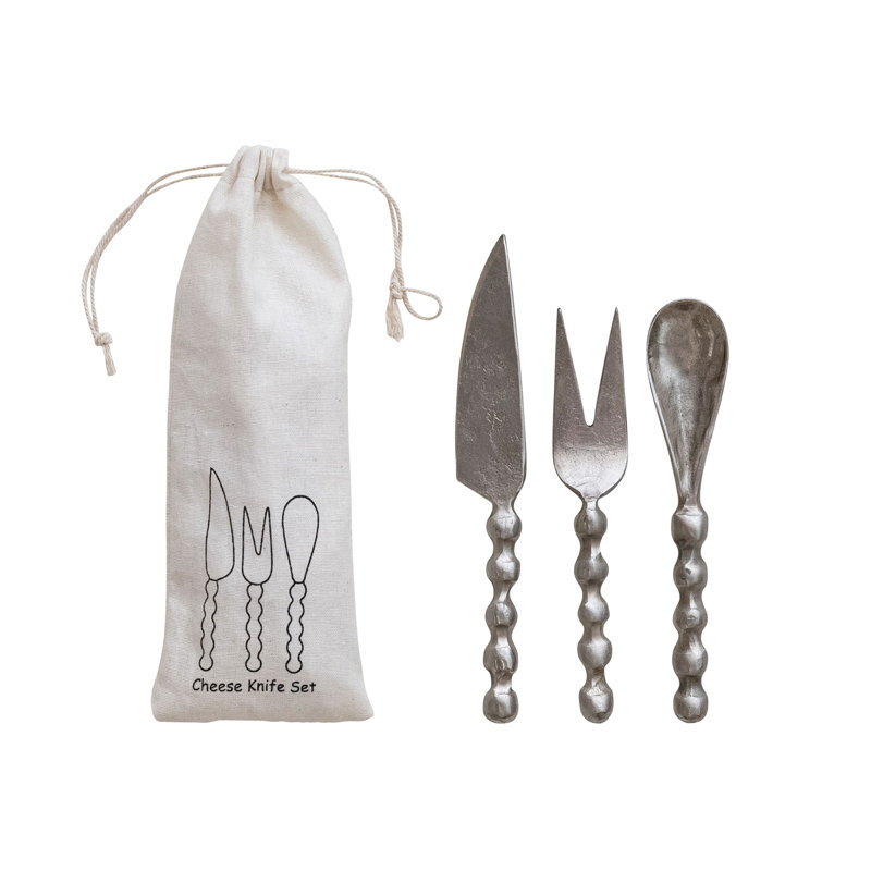Ensemble de 3 couteaux à fromage en métal forgés à la main