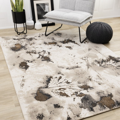Black/Gray/Cream Abstract Indoor Area Rug