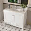 Ensemble de meuble-lavabo moderne 43 po avec ensemble de karalakin en marbre artificiel, armoire de salle de bain multifonctionnelle avec portes et tiroir, cadre solide et panneau de fibres à densité moyenne (trou de robinet simple)
