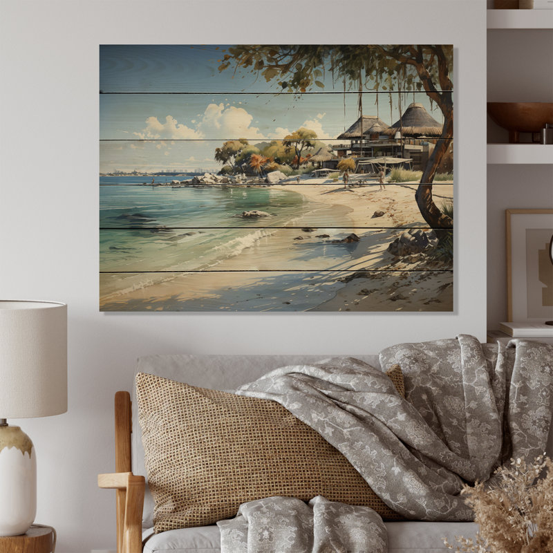 Negril Beach, Jamaïque II sur bois, H 10 po x l 20 po x P 0,78 po