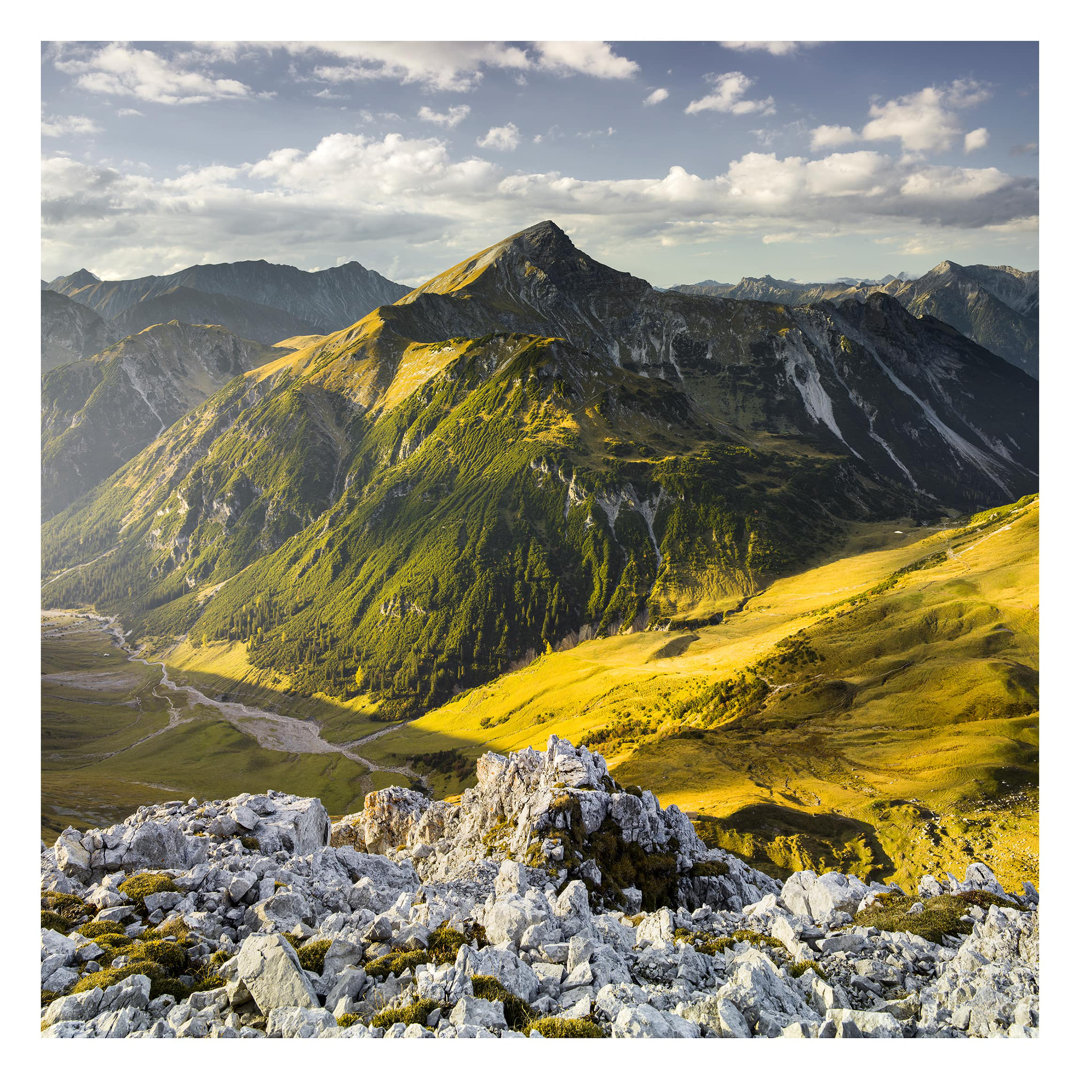 Mountains and Lechtal Alpine Valley in Tyrol 1.92m x 1.92m Textured Matte Peel & Stick Wall Mural
