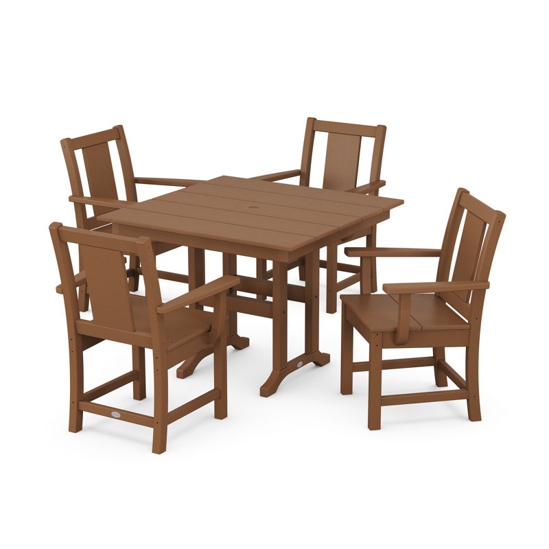 Prairie 5-Piece Farmhouse Dining Set, Teak
