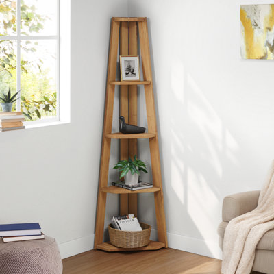161cm H x 61cm W Solid Wood Corner Bookcase