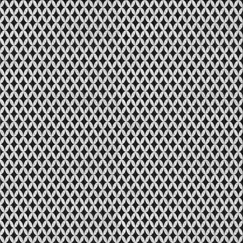 Tapis noir et blanc à motif géométrique, Carré 8 pi