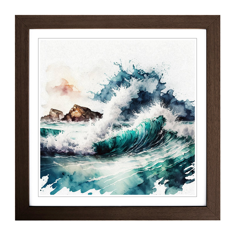 Ocean Watercolour No.1 - Framed Print, Walnut