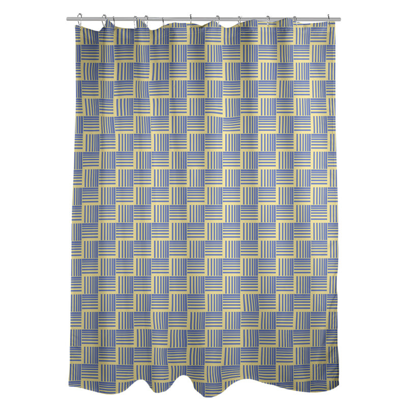 Rideau de douche simple basketweave rayures classic, Jaune / Bleu