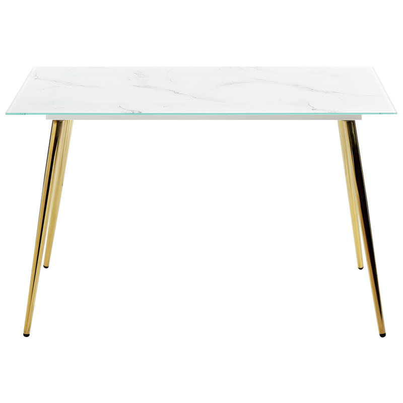 Chatmoss Glass Top Metal Base Dining Table
