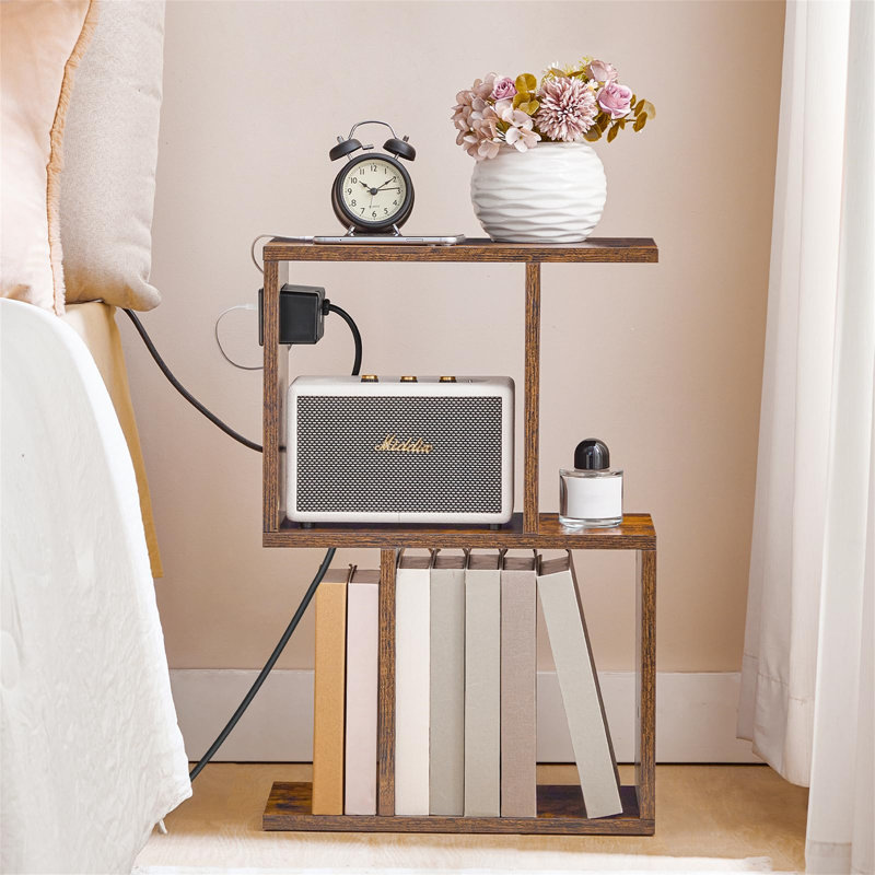Slim, Charging Station, Narrow, USB Ports And Outlets Side Table with Storage