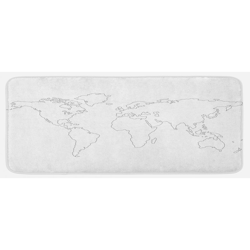 Contour de cuisine en forme de "simpliste design world map with fine line black" , tapis abstrait