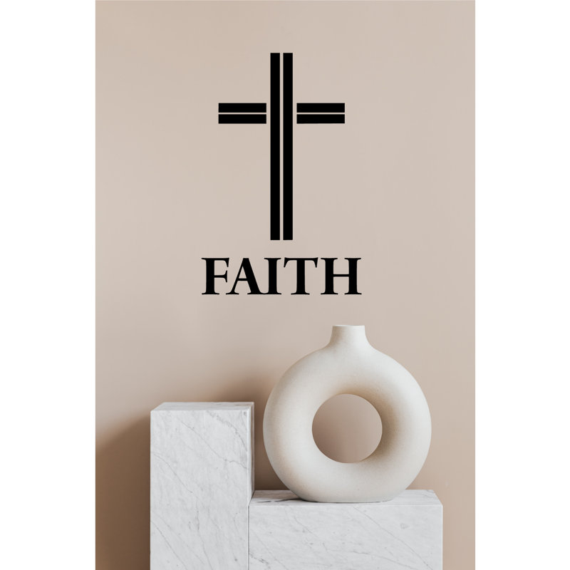 Autocollant en vinyle Faith Cross Christian, H 11 po x l 7 po x P 4 po, Noir, noir, noir, noir