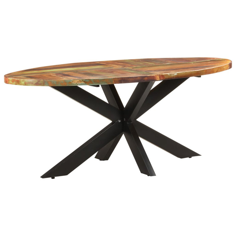 Deirdra Oval Solid Wood Top Metal Base Dining Table, H75 x L200 x W100cm