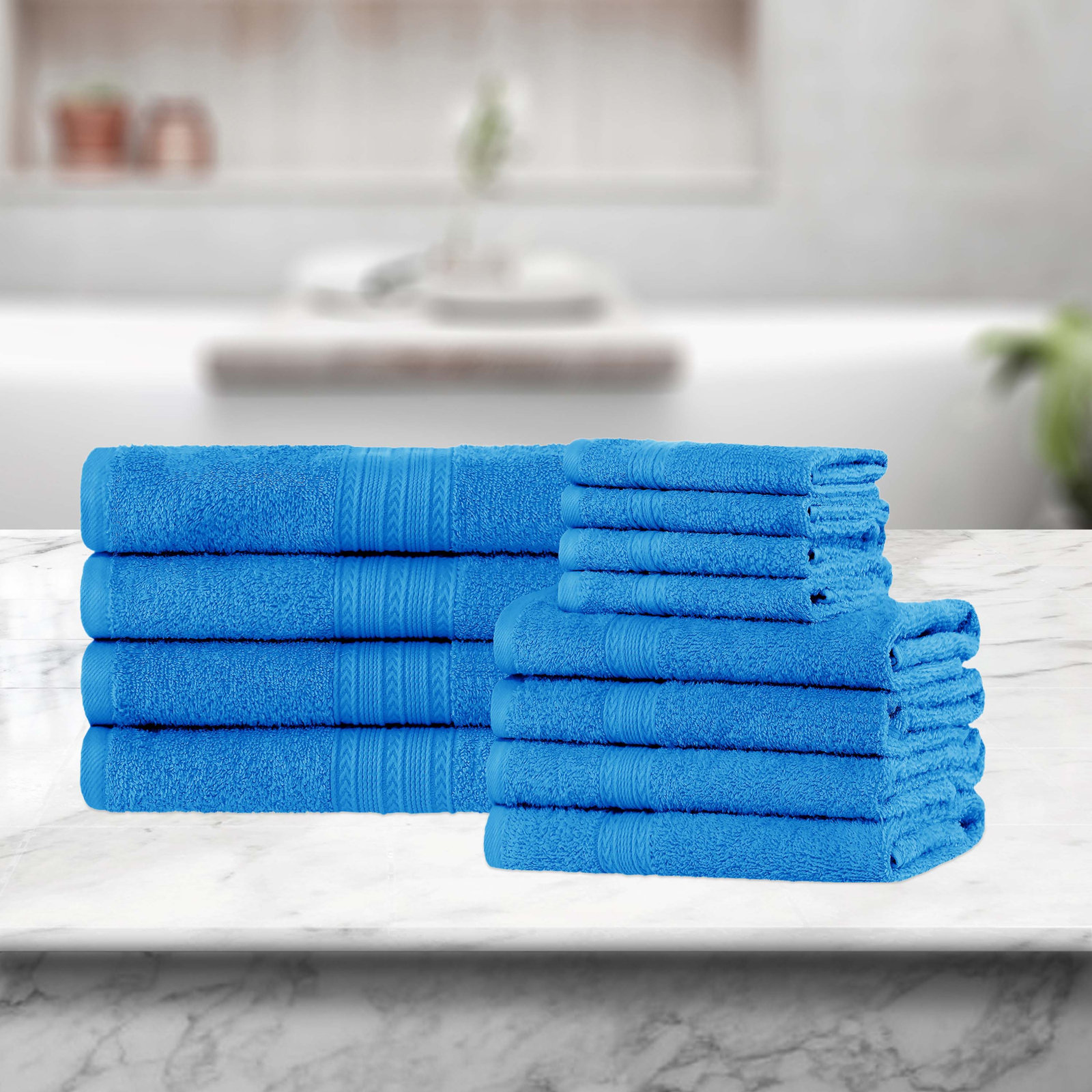 12-Piece Cotton Towel Set, Aster Blue