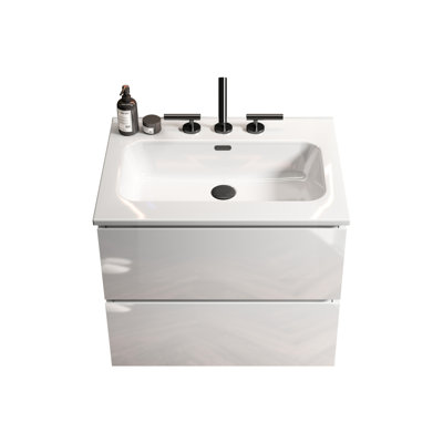 Bathroom Ceramic Basin - Glossy White, 3 Pre-Drilled Holes, To Scratching With Modern White Sink Faucet Crafted Precision