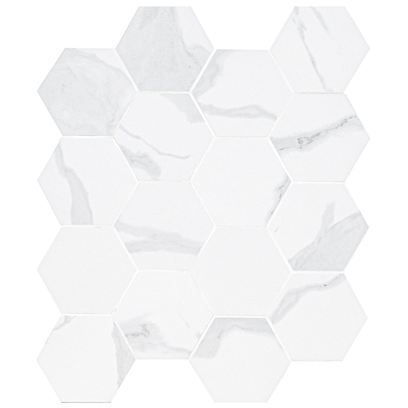 Ardena 12 in. x 12 in. Matte Porcelain Hexagon Stone Look Floor and Wall Tile, Silva