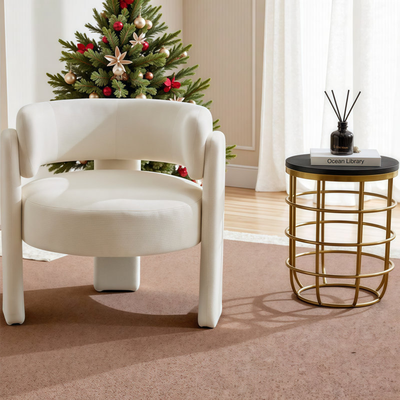 Fauteuil d'appoint Sculptural Modern, Blanc ancien