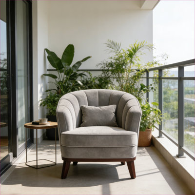 Fauteuil d'appoint rembourré de luxe, siège simple capitonné en tissu gris doux