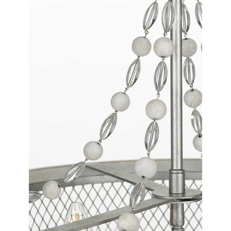 Lustre tambour 4 lumières à abat-jour millgraps, Nickel brossé