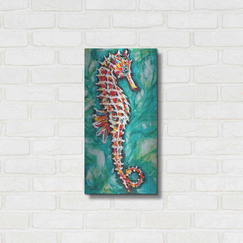 «Radiant Seahorse I» par Carolee Vitaletti, art mural en métal, H 24 po x l 12 po x P 0,2 po