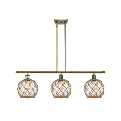 Luminaire suspendu linéaire à 3 lumières pour îlot de cuisine avec accents de corde Lakendra