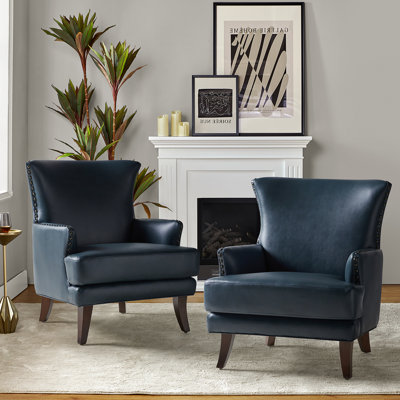 Awad Vegan Leather Wingback Armchair
