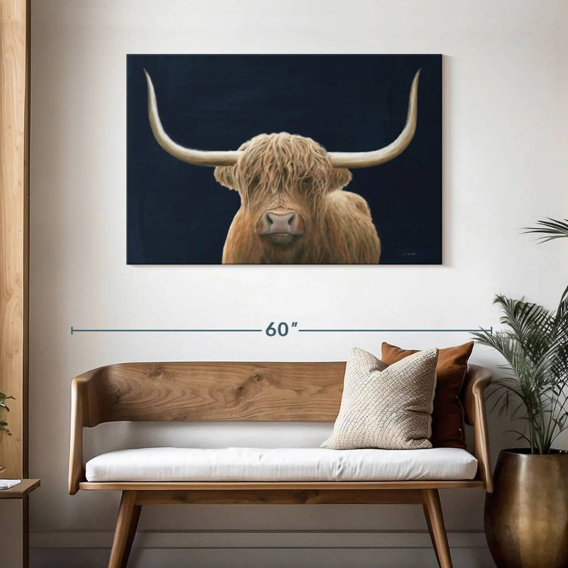 Brampt Highland Cow Navy, 30" H x 45" W
