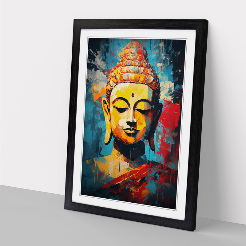 Buddha Abstract No.2 - Single Picture Frame Print on Wood, Black Framed, 46cm H x 34cm W x 2cm D