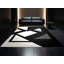 Tapis à motif géométrique doux et moelleux à motif géométrique moderne bleu et noir-955393230