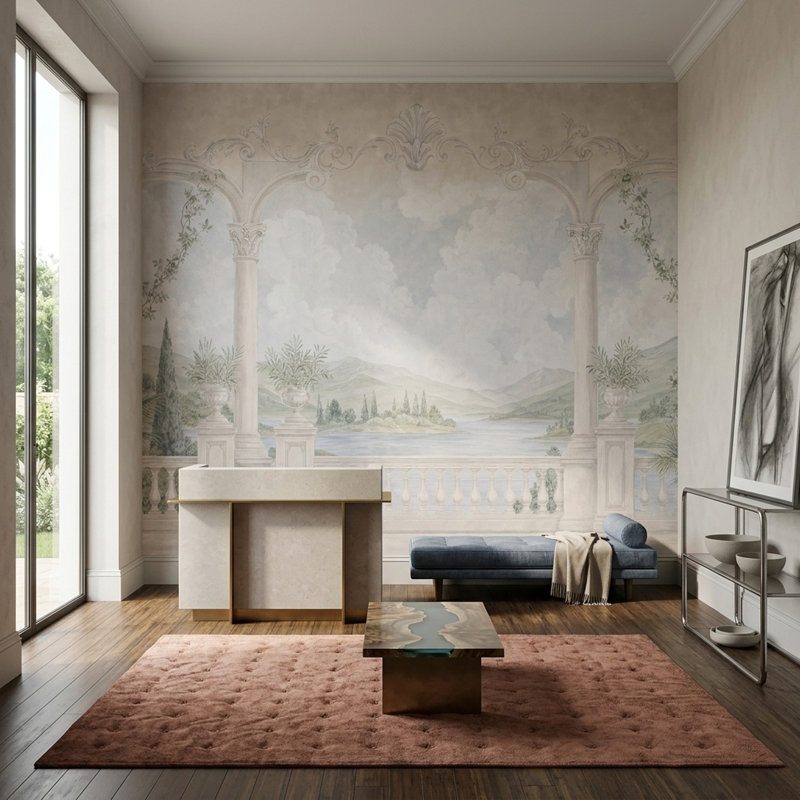 Papier peint classique Trompe L'Oeil, 120 po x 96 po, Peler et coller