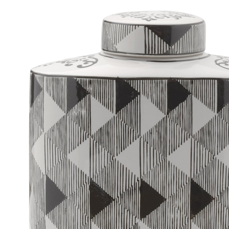 Mikasa Black And White Diamond 10.5 in. Ceramic Canister