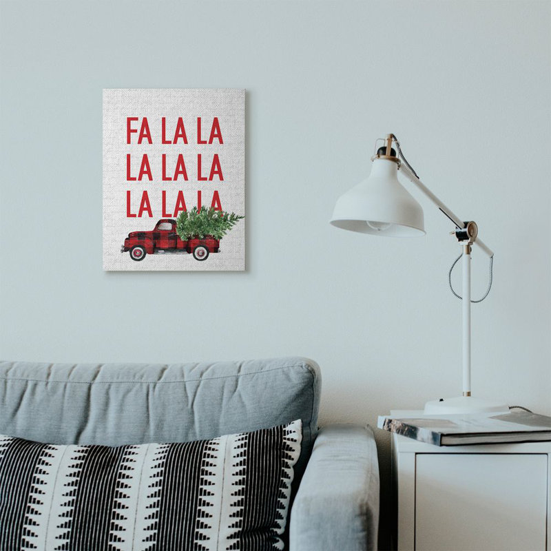 Fa Fa La La Plaid Truck - Reproduction d'art Textua, Toile tendue, H 20 po x l 16 po