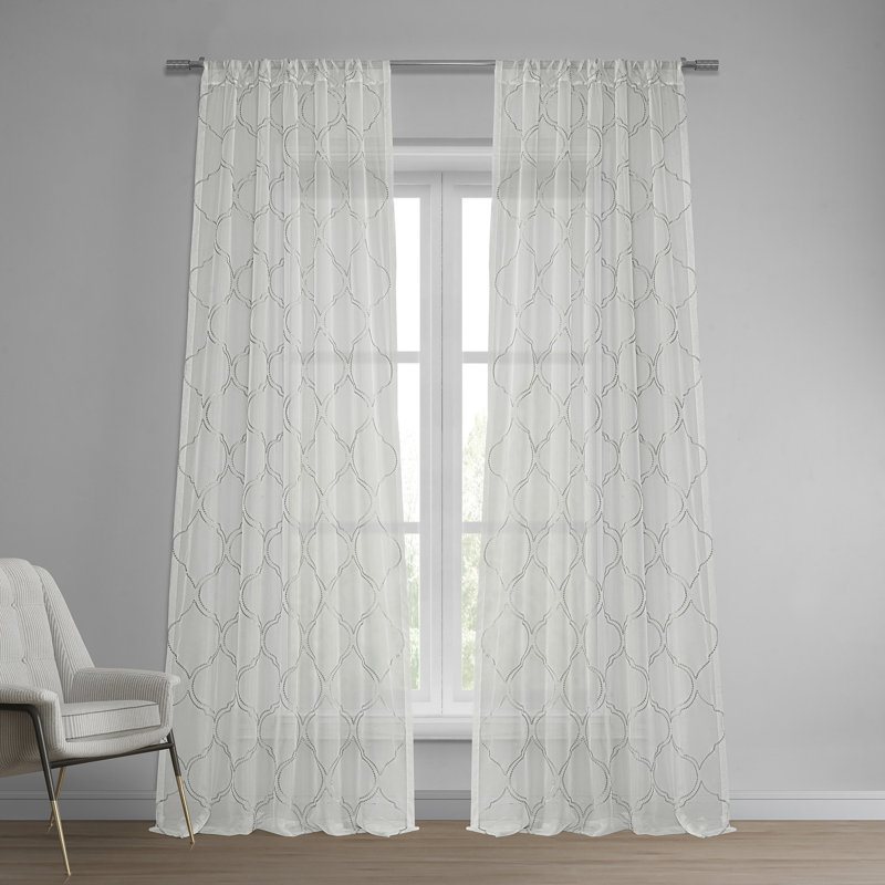 Rideaux transparents avec passe-tringle Dannel Florentina, l 50 po x L 84 po, Blanc