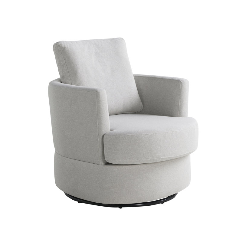 Elden 29" Wide Upholstered Swivel Accent Chair, Ivory Polyester