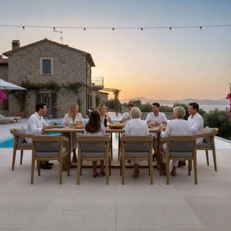 Toscana Outdoor 11 - Piece Teak Dining Set with Cushions