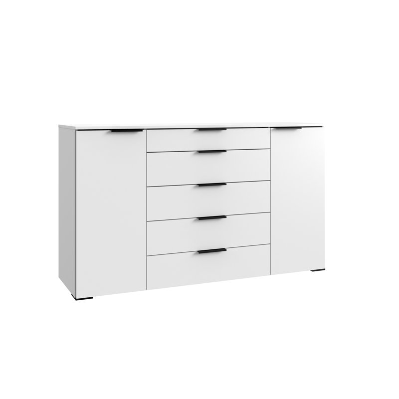 Gracely 162cm W 5 - Drawer Chest of Drawers, White
