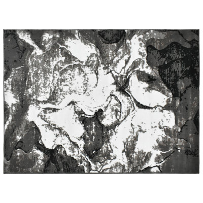 Grace Collection Gray Abstract Contemporary Area Rug