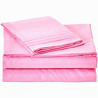 LuxurySoft 1500 Thread Count Wrinkle Resistant Bed Sheet Set - Ultra Soft & Luxurious 3 Piece Set - Deep Pocket Up to 16" - Twin Size - Light Pink