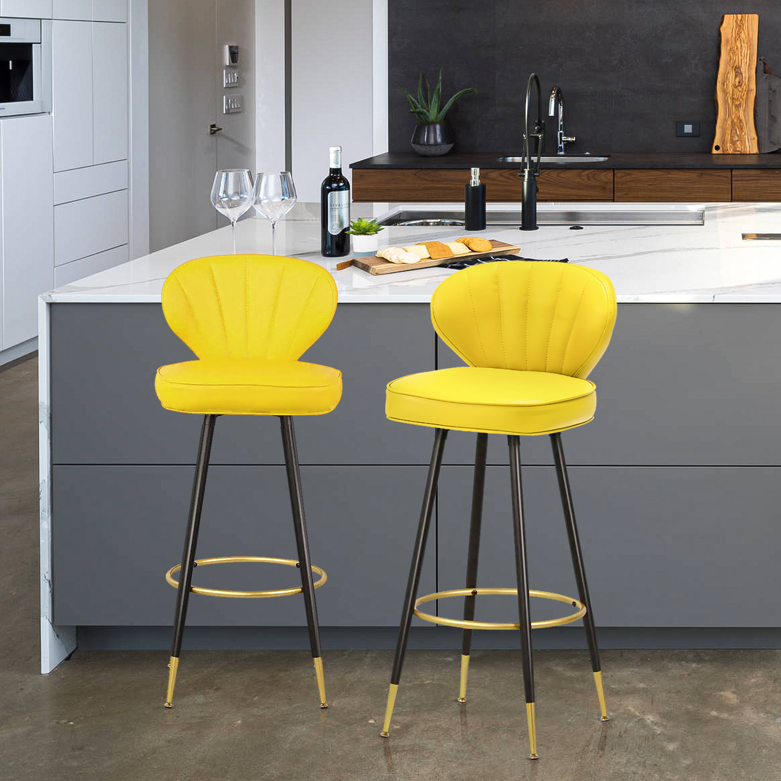 Yellow counter online height bar stools