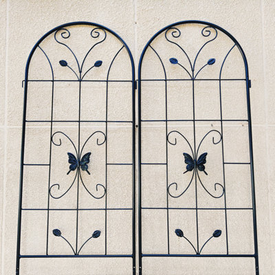 2 Pack Metal Garden Trellis 86.7" X 19.7" Rustproof Trellis For Climbing Plants Outdoor Flower Support Black