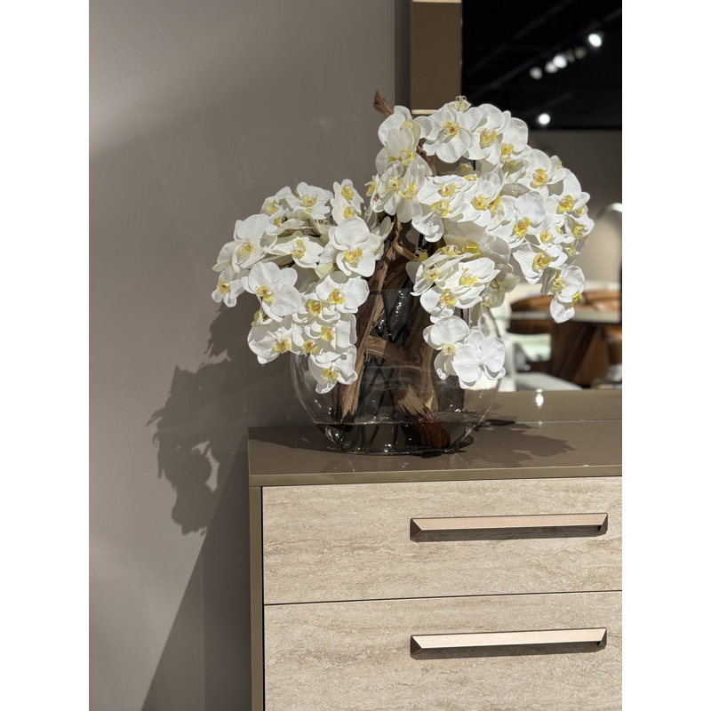Phaleanopsis and California Sandblasted Ghostwood Orchids Centerpiece in Vase