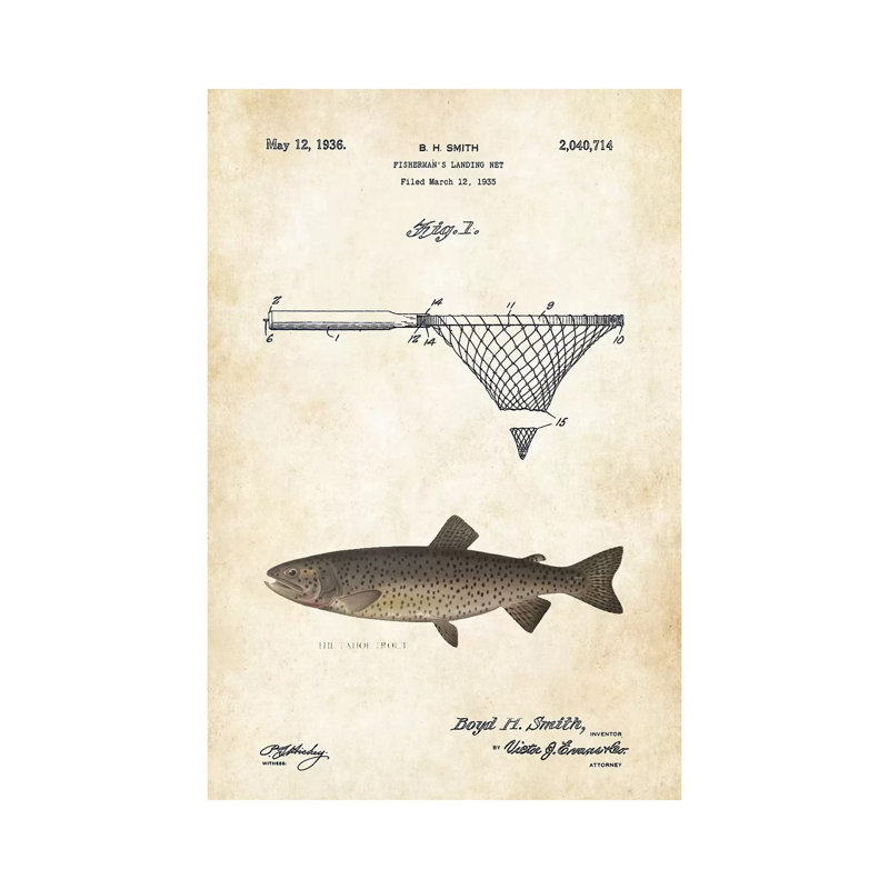 Tahoe Trout Fishing Lure by Patent77 - Wrapped Canvas Gallery-Wrapped Canvas Giclée, 30.48 cm H x 45.72 cm W