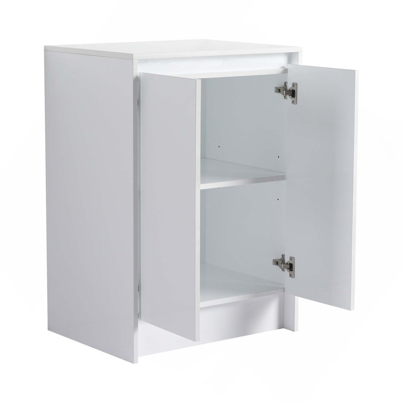 Armoire de rangement autoportante brillante de 24 pouces avec 2 portes à fermeture douce