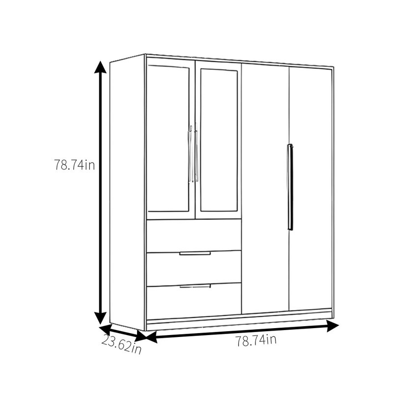 Garde-robe simple et pratique, H 78,74 po x l 78,74 po x P 23,62 po