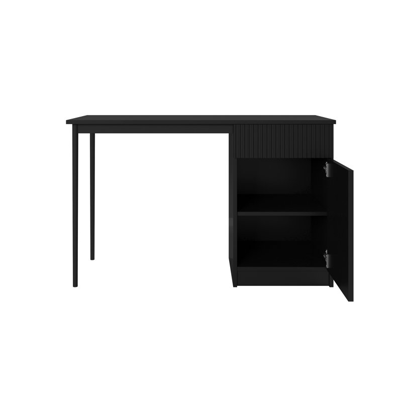 Alfaretta Metal Base Computer Desk, Black/Black