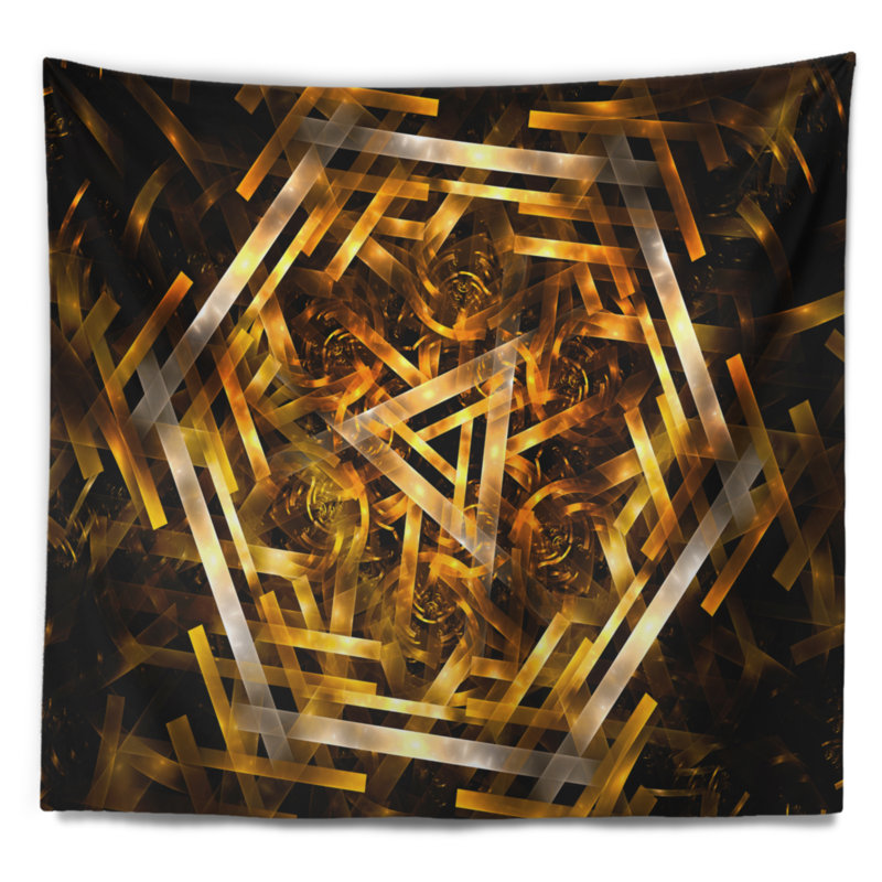 Tapisserie hexagonale hexagonale 3d jaunâtre, H 32 po x l 39 po