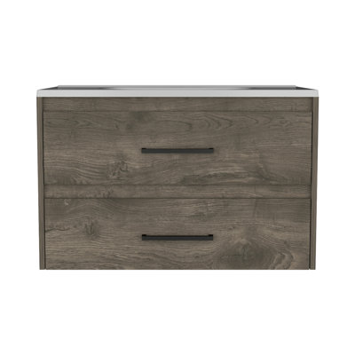 2 lavabos de salle de bain - brun foncé / blanc, rangement compact 2