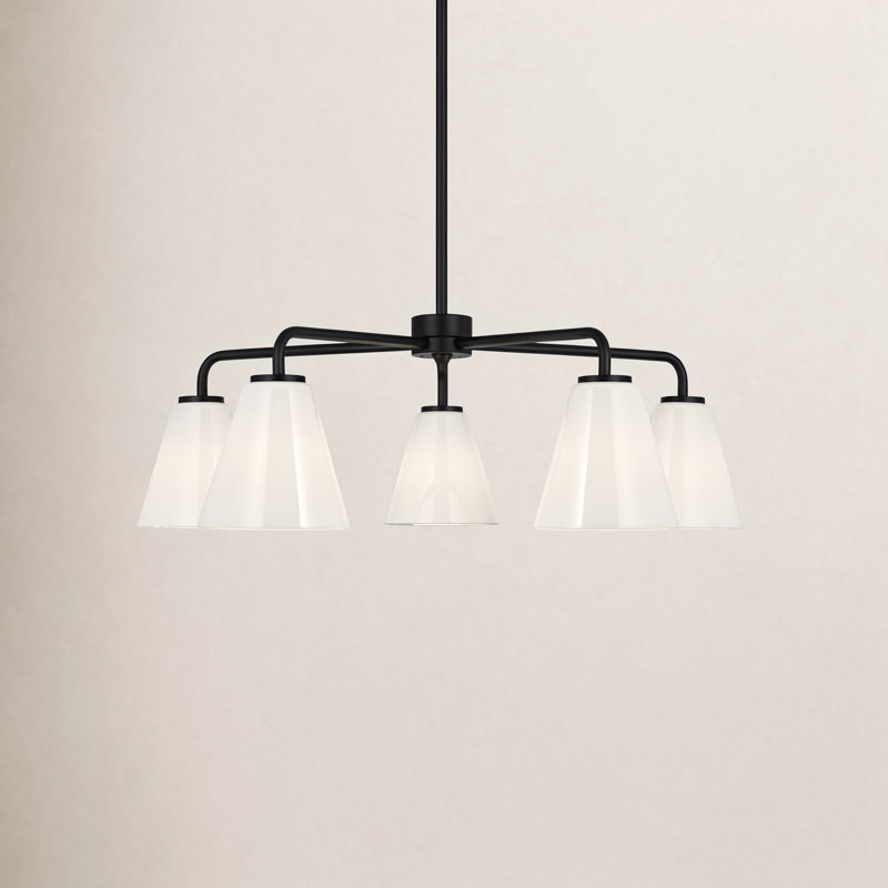 Lustre à cinq lumières Hayden, Blanc, Nuit noire