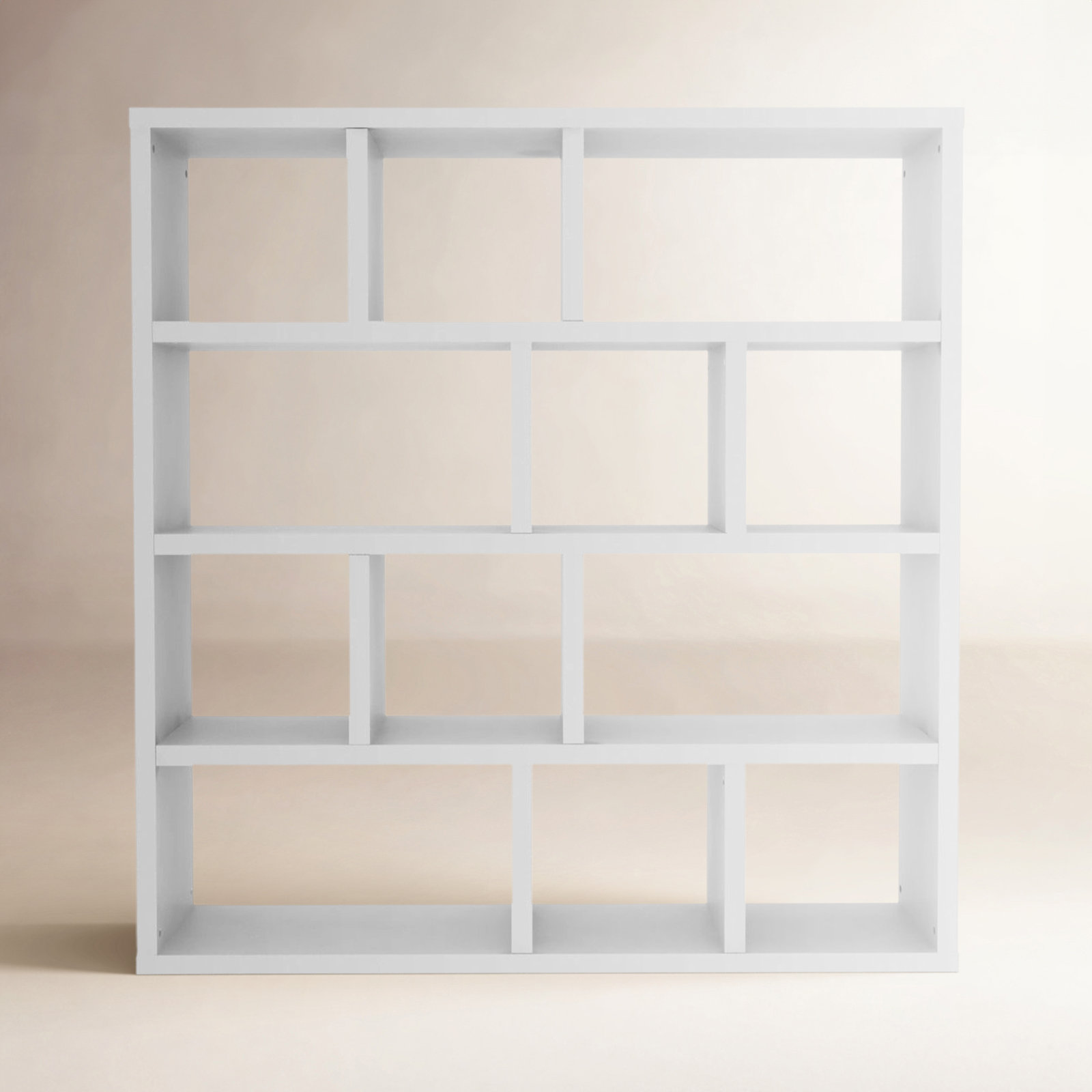 Stetson Manufactured Wood Bookcase , Pure White, (4 Shelves) 63" H x 59" W x 13" D