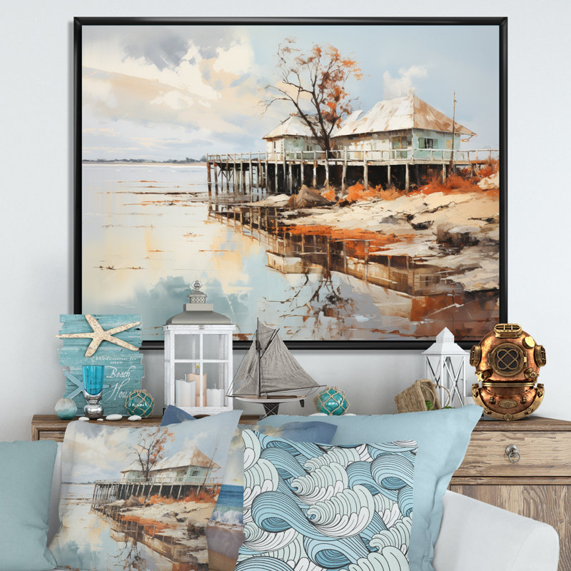 " Pier Weathered Memories I ", Black Floater Framed, 12" H x 20" W x 1" D