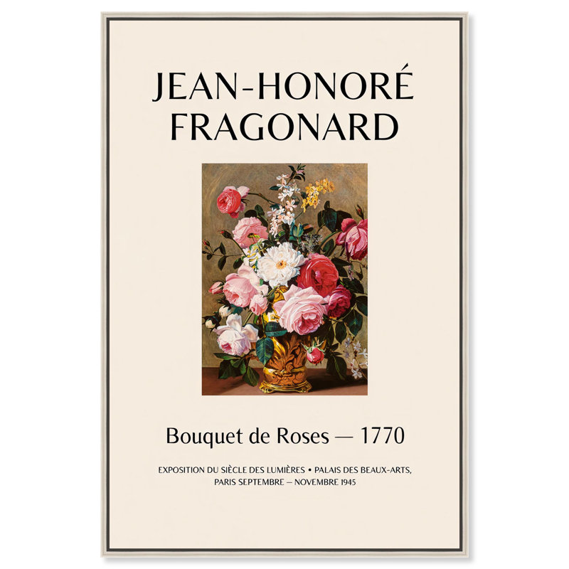«Roses in a Golden Vase», affiche d'art rétro sur toile par Art Remedy, H 31 po x l 21 po, Cadre blanc