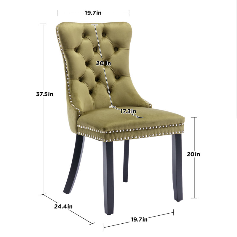 Keikilani Tufted Velvet WingBack Dining Side Chairs, Olive